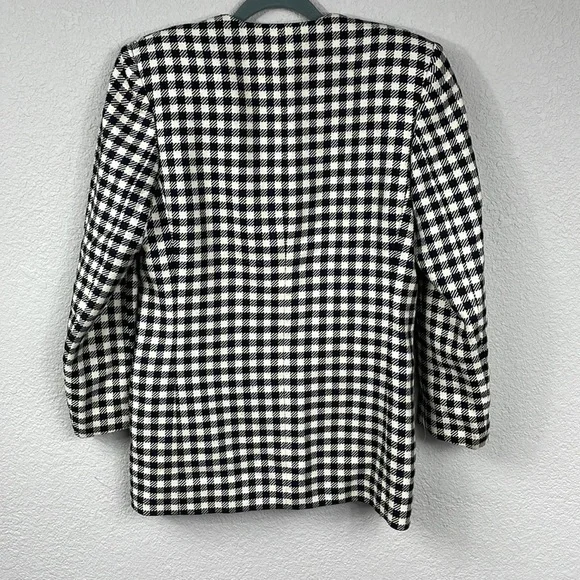 Salvatore Ferragamo Black White Checkered Plaid Blazer Mini Dress Jacket Sz 4